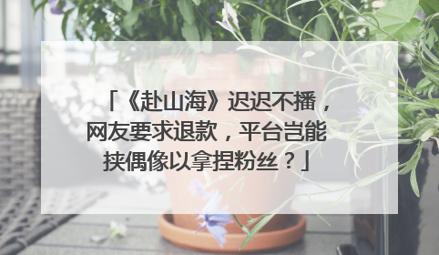 《赴山海》迟迟不播，网友要求退款，平台岂能挟偶像以拿捏粉丝？