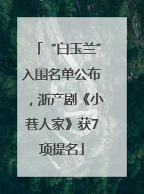 “白玉兰”入围名单公布，浙产剧《小巷人家》获7项提名