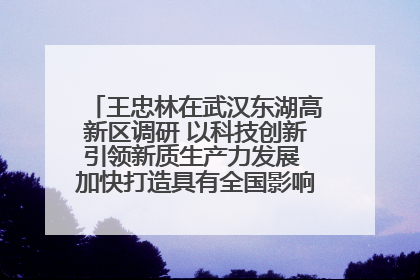 王忠林在武汉东湖高新区调研 以科技创新引领新质生产力发展 加快打造具有全国影响力的科技创新高地
