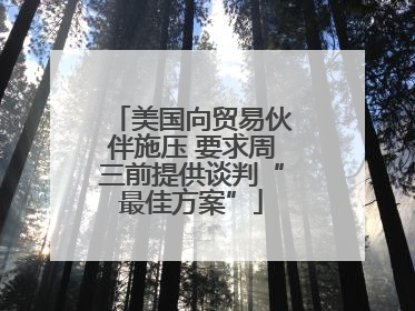 美国向贸易伙伴施压 要求周三前提供谈判“最佳方案”