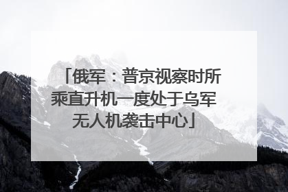 俄军：普京视察时所乘直升机一度处于乌军无人机袭击中心
