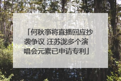 何秋亊将直播回应抄袭争议 汪苏泷多个演唱会元素已申请专利