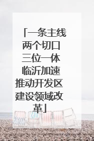 一条主线 两个切口 三位一体 临沂加速推动开发区建设领域改革