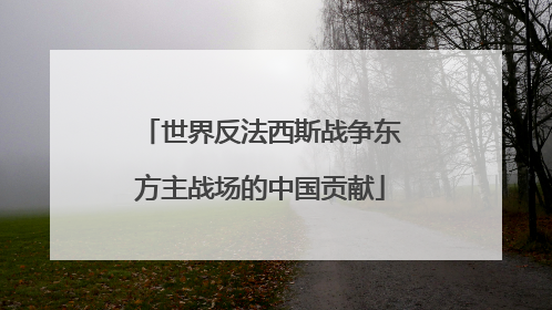世界反法西斯战争东方主战场的中国贡献