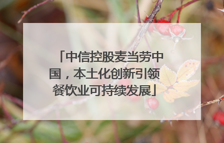 中信控股麦当劳中国，本土化创新引领餐饮业可持续发展