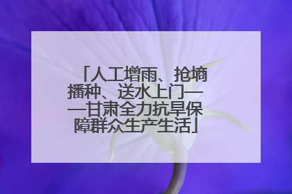 人工增雨、抢墒播种、送水上门——甘肃全力抗旱保障群众生产生活