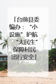 台前县委编办：“小设施”护航“大民生” 保障村民出行安全