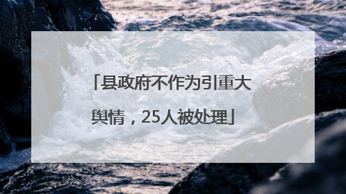 县政府不作为引重大舆情，25人被处理