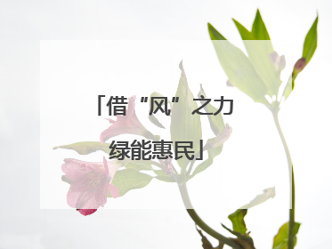借“风”之力 绿能惠民