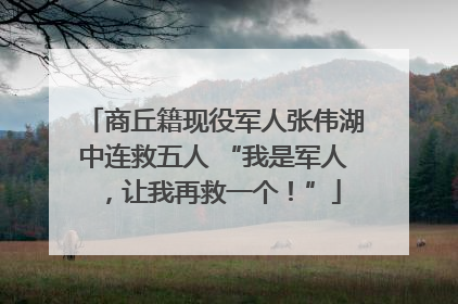 商丘籍现役军人张伟湖中连救五人 “我是军人，让我再救一个！”