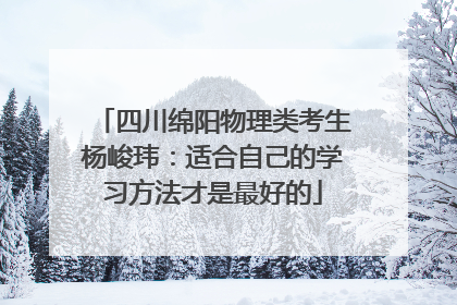 四川绵阳物理类考生杨峻玮：适合自己的学习方法才是最好的