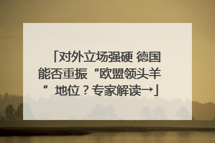对外立场强硬 德国能否重振“欧盟领头羊”地位？专家解读→