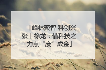 峰林聚智 科创兴张丨徐龙：借科技之力点“废”成金