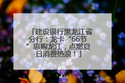 建设银行黑龙江省分行：龙卡“66节”惠购龙江，点燃夏日消费热浪！