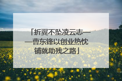 折翼不坠凌云志——曹东锋以创业热忱铺就助残之路