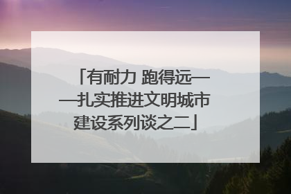 有耐力 跑得远——扎实推进文明城市建设系列谈之二