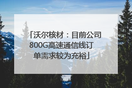 沃尔核材：目前公司800G高速通信线订单需求较为充裕