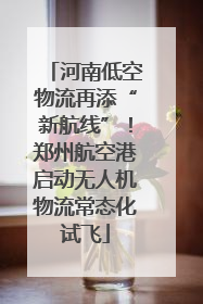 河南低空物流再添“新航线”！郑州航空港启动无人机物流常态化试飞
