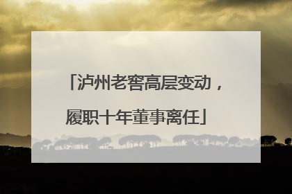泸州老窖高层变动，履职十年董事离任