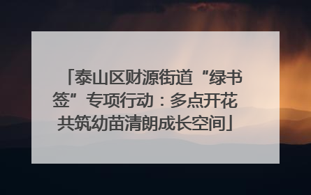 泰山区财源街道“绿书签”专项行动：多点开花共筑幼苗清朗成长空间