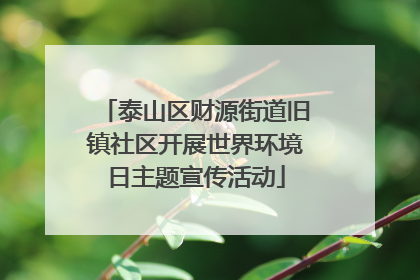 泰山区财源街道旧镇社区开展世界环境日主题宣传活动