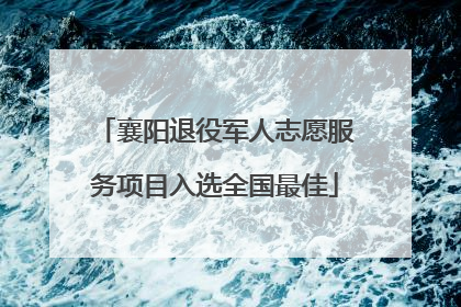 襄阳退役军人志愿服务项目入选全国最佳