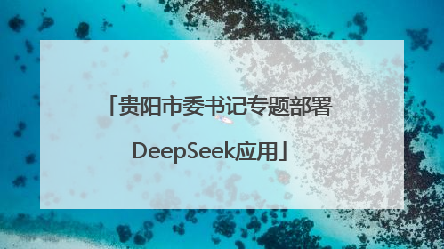 贵阳市委书记专题部署DeepSeek应用