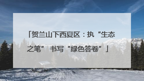 贺兰山下西夏区：执“生态之笔” 书写“绿色答卷”