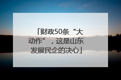 财政50条“大动作”，这是山东发展民企的决心