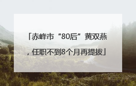 赤峰市“80后”黄双燕，任职不到8个月再提拔