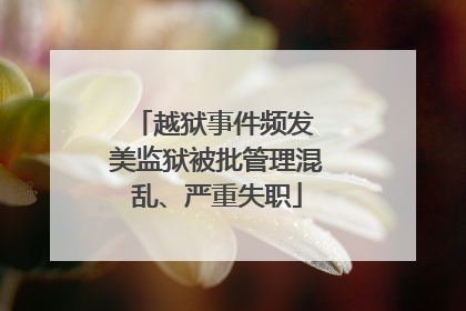 越狱事件频发 美监狱被批管理混乱、严重失职