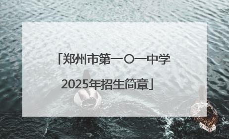 郑州市第一〇一中学2025年招生简章