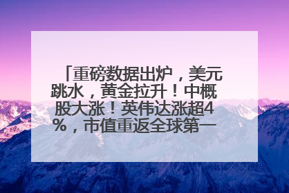 重磅数据出炉，美元跳水，黄金拉升！中概股大涨！英伟达涨超4%，市值重返全球第一！黄仁勋计划出售至多600万股股票
