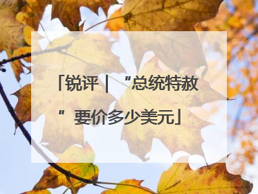 锐评｜“总统特赦”要价多少美元