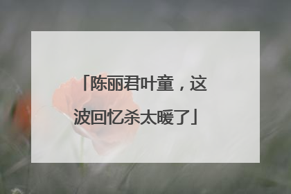 陈丽君叶童，这波回忆杀太暖了