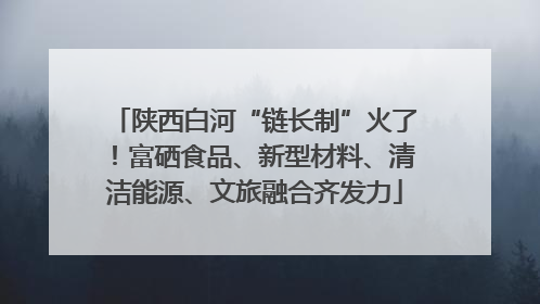 陕西白河“链长制”火了！富硒食品、新型材料、清洁能源、文旅融合齐发力