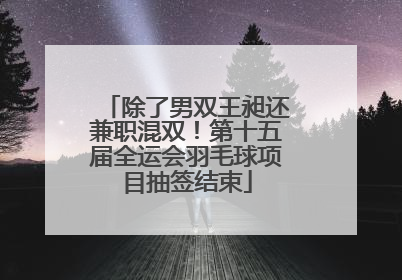 除了男双王昶还兼职混双！第十五届全运会羽毛球项目抽签结束