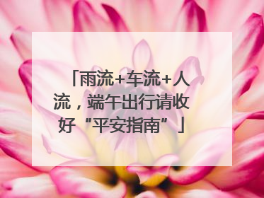 雨流+车流+人流，端午出行请收好“平安指南”
