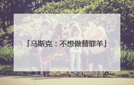 马斯克：不想做替罪羊