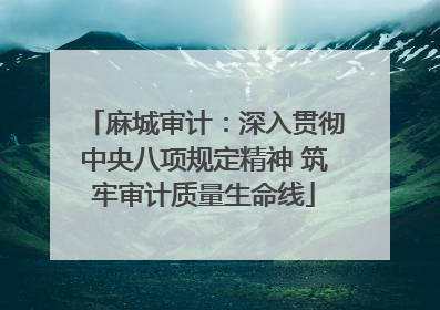 麻城审计：深入贯彻中央八项规定精神 筑牢审计质量生命线